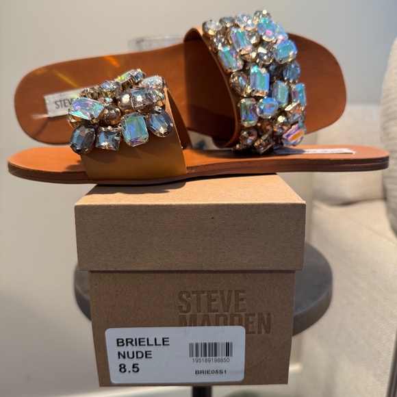 Steve Madden Brionna Jeweled Slide - Size 8.5 - Nude - Picture 3 of 6